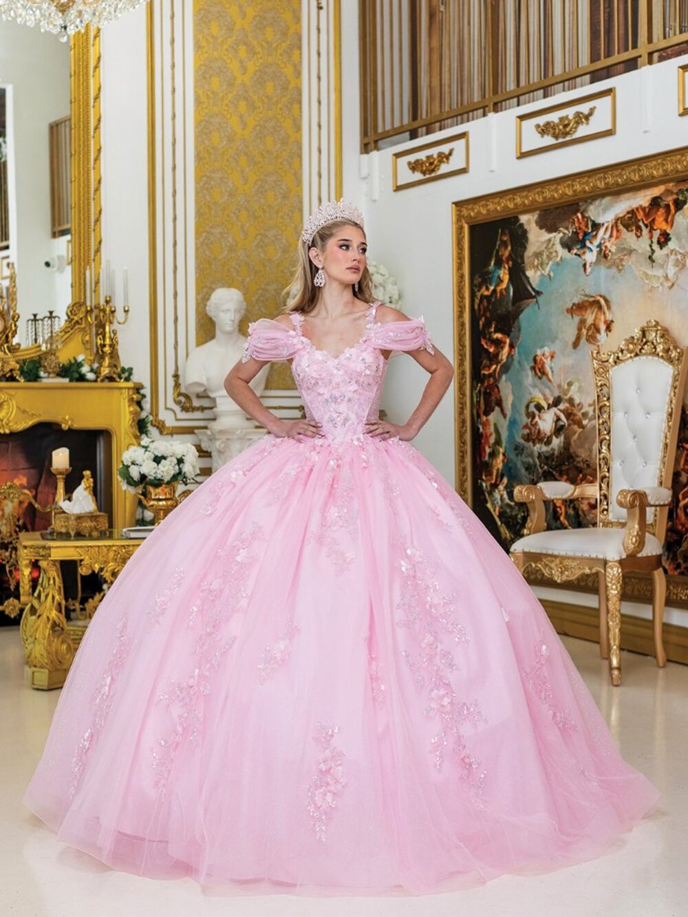 NEW PINK Quinceanera Ball Gown Floor Length Formal Elegant Stunning 5009